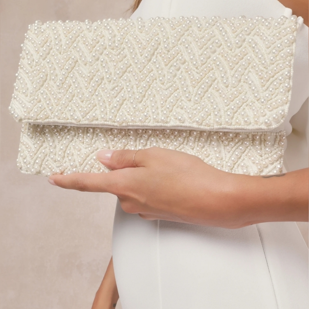 Lulus Pearl-fect Day Ivory Beaded Cluth